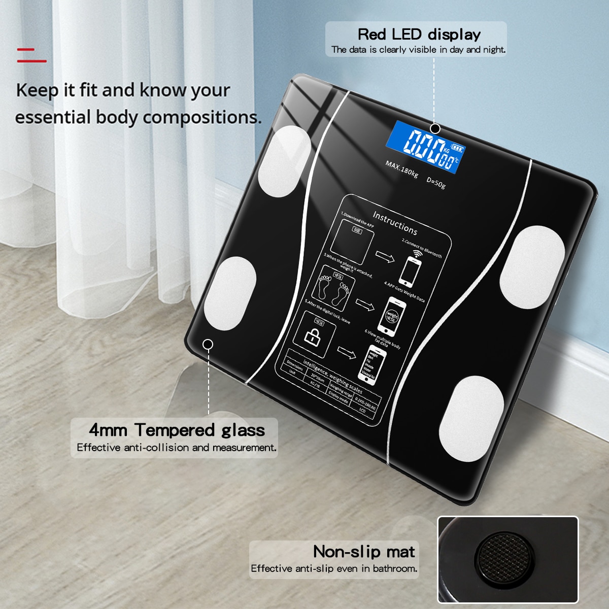 Body Fat Scales Bluetooth Bathroom Weighing Scale Electronic High-Precision Kichen Digtal Scale With Wirless-compatible Sync App