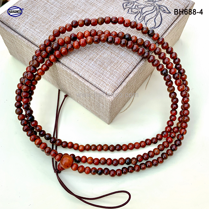 Chuỗi vòng đeo tay 4ly gỗ trắc tự nhiên 216 hạt thiết kế giản dị tinh tế /HAHANCO (BH688-4)