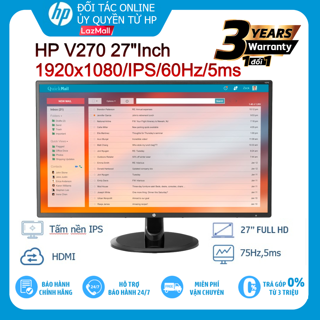 Màn hình LCD HP V270 27"Inch 1920x1080/IPS/60Hz/5ms - Hàng chính hãng new 100%