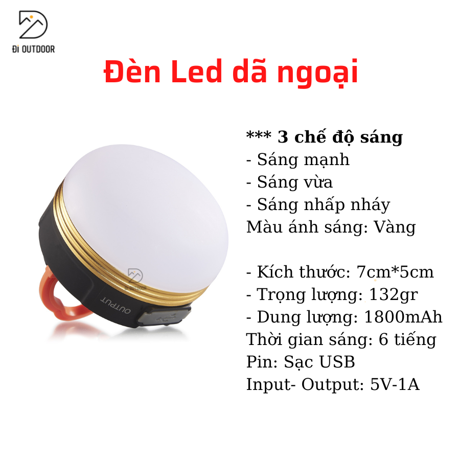 Đèn treo lều đèn cắm trại mini sạc cổng USB 3- 4 chế độ sáng