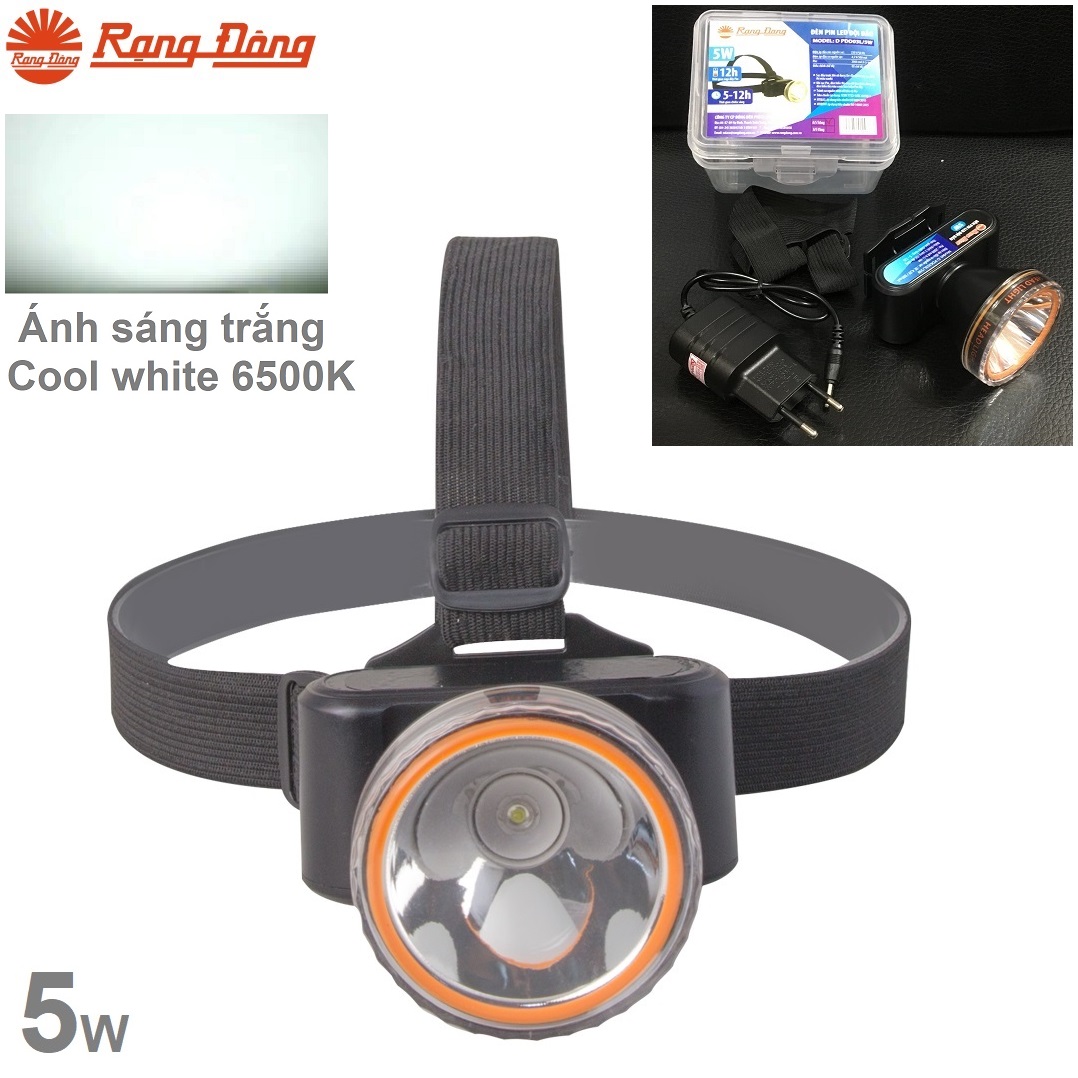 Đèn đội đầu led 5w Rạng Đông pin sạc