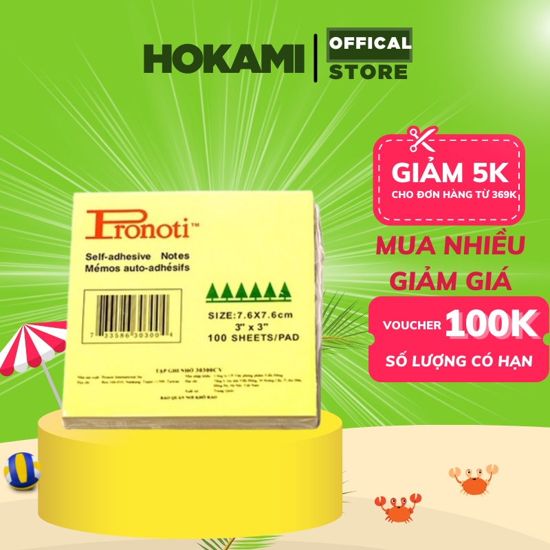 Giấy ghi chú - note cute văn phòng phẩm pronoti 100 tờ / tập - hokami store
