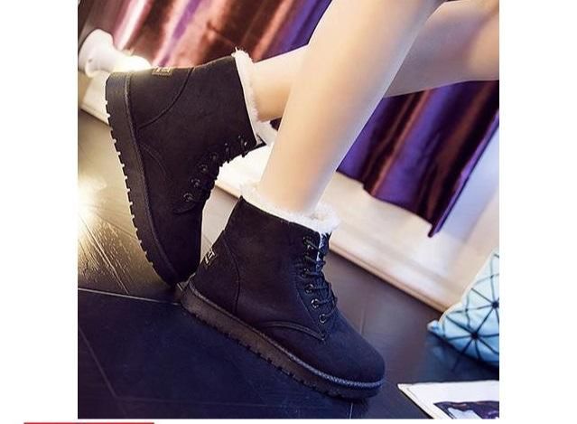 Bốt nữ cổ ngắn lót lông mùa đông + Tặng kèm 1 đôi vớ nữ