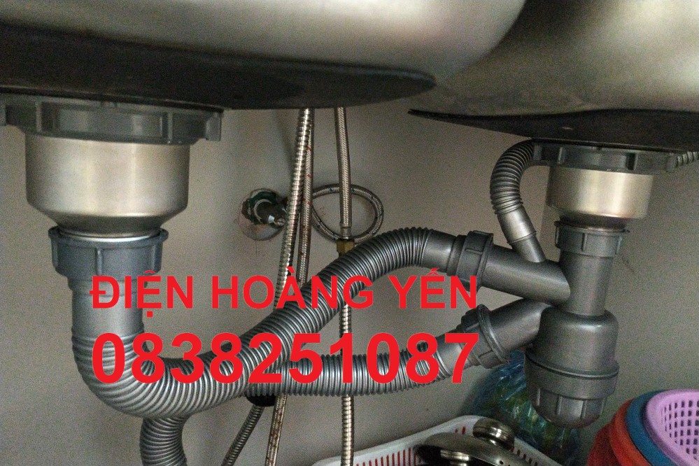 Bộ xi phông thoát nước dành cho chậu rửa chén 2 hố