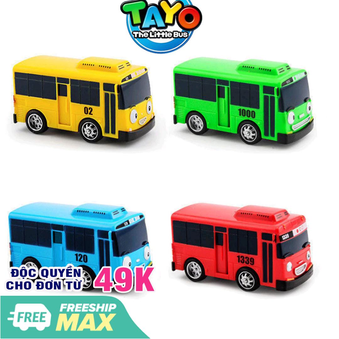 Xe ô tô buýt Tayo the little bus đồ chơi trẻ embộ 4 chiếc 4 màu khác nhau Tayo Rogi Lani Gani