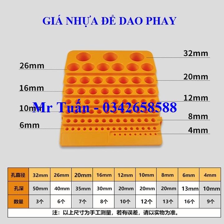 Khay nhựa để dao phay