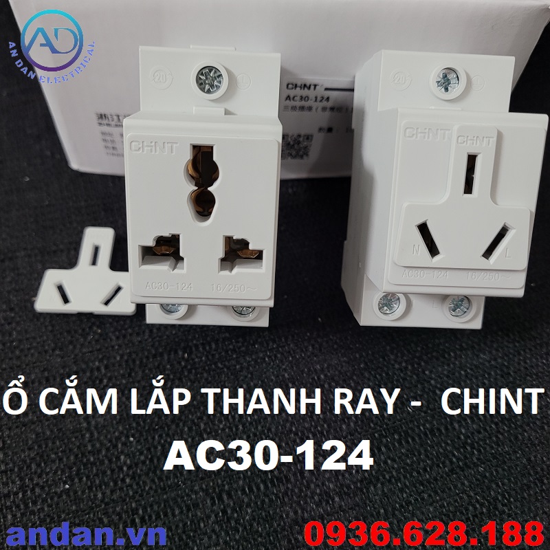Ổ cắm lắp thanh ray chint ac30-103 - ac30-124 - ổ cắm cài thanh ray chint