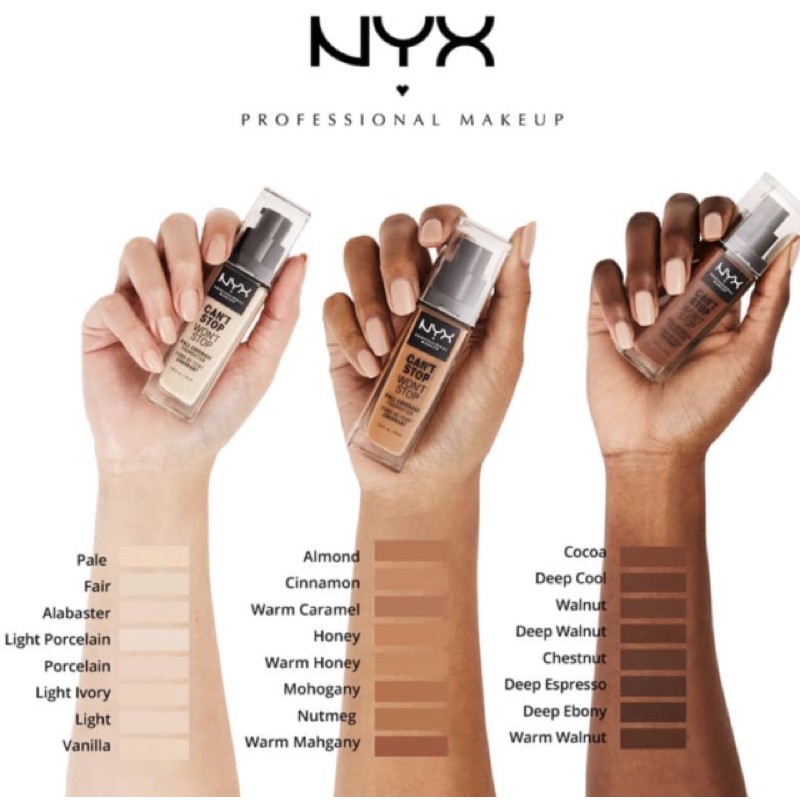 Kem Nền NYX Can't Stop Won't Stop Full Coverage Foundation Matte Finish 30ml