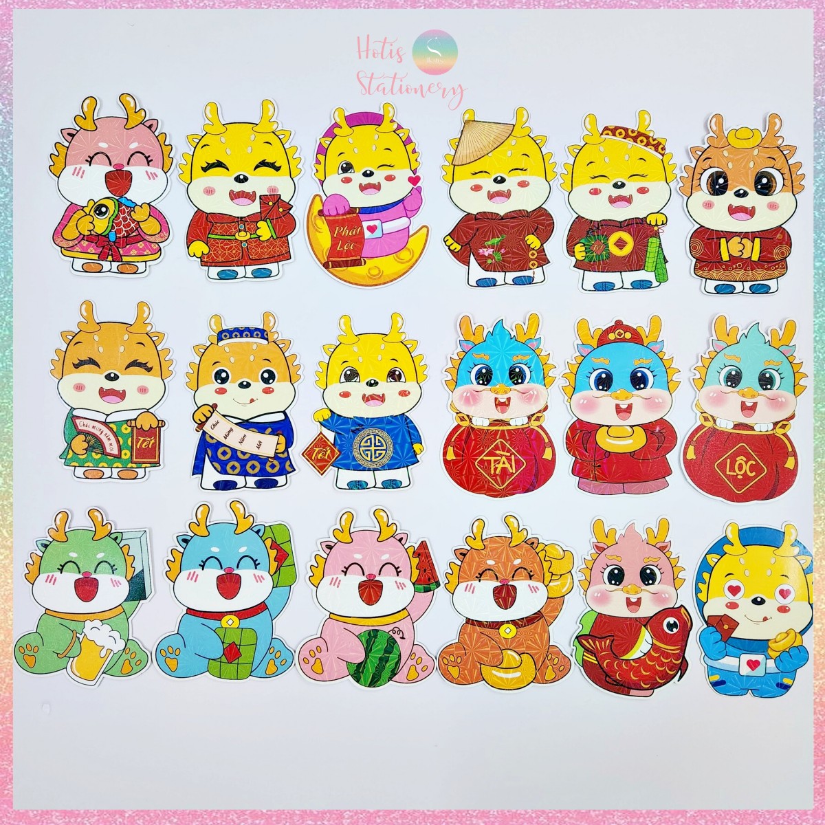 Set 10 Bao lì xì Rồng Chibi dạ quang Giáp Thìn 2024