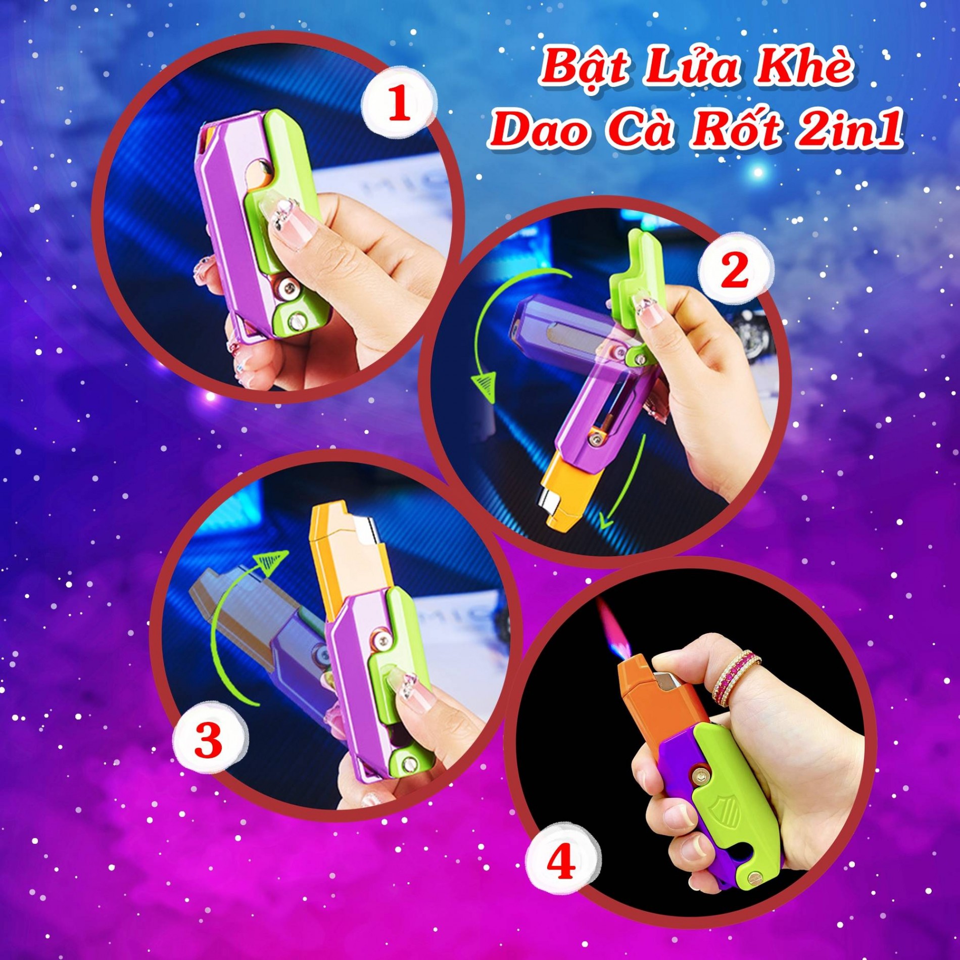 BẬT LỬA KHÈ CÀ RỐT 2in1 ( ĐỒ CHƠI VÔ TRI )