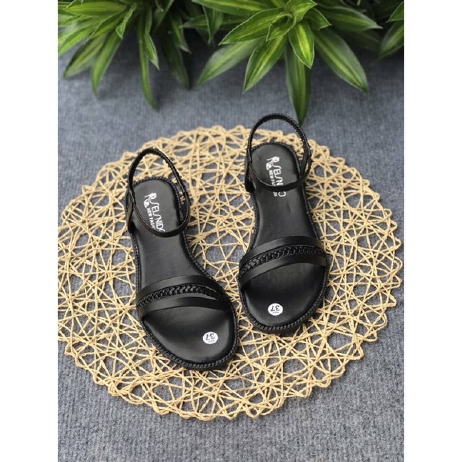 Dép sandal nữ quai ngang thắt bính đế 3 phân