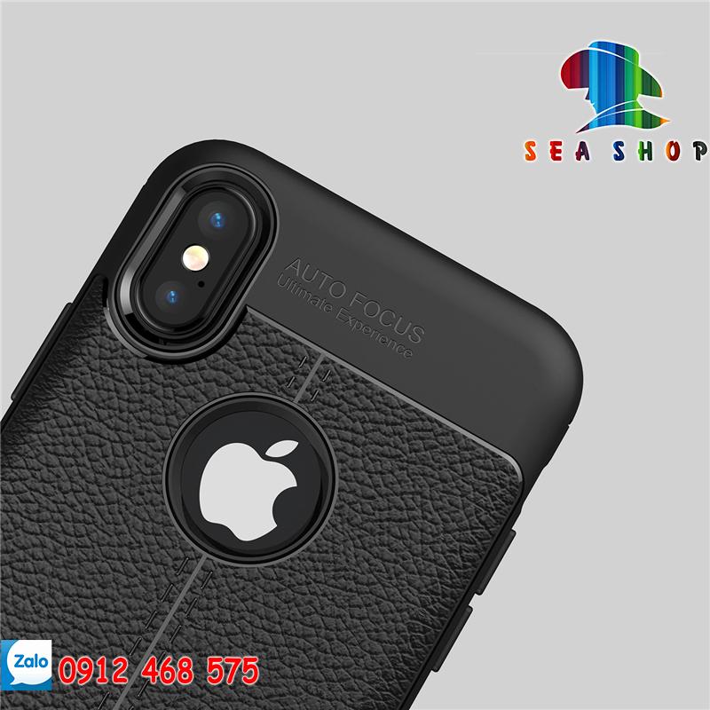 [TẶNG CƯỜNG LỰC] Ốp lưng iPhone X - Xs vân da Auto Focus CHÍNH HÃNG (đen)