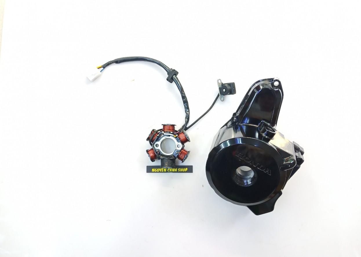 combo lóc đề xe wave alpha đen có lửa 6 cục 2 món