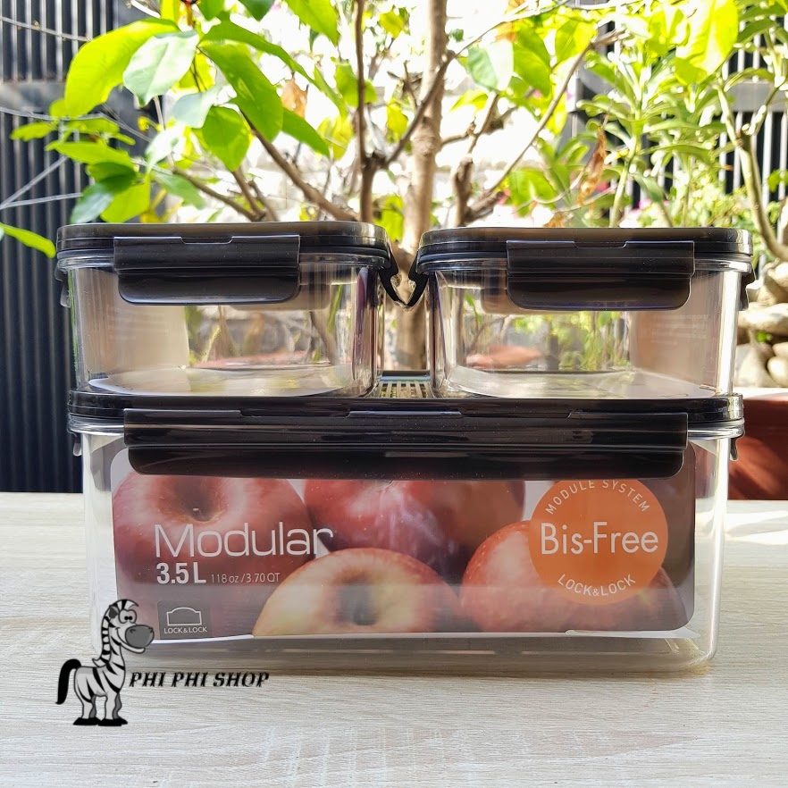 Bộ 3 hộp bảo quản thực phẩm Lock&Lock Bisfree Modular LBF404S3 (2x910ml+1x3500ml)