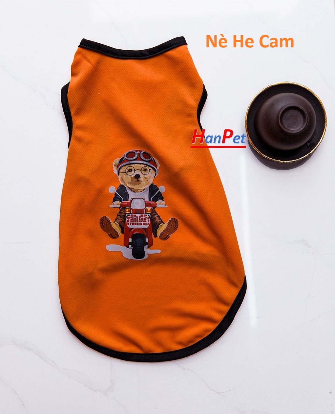 Hanpet - Áo chó mèo hình tim + Nè He loại áo mùa hè không tay Small Dog Big love