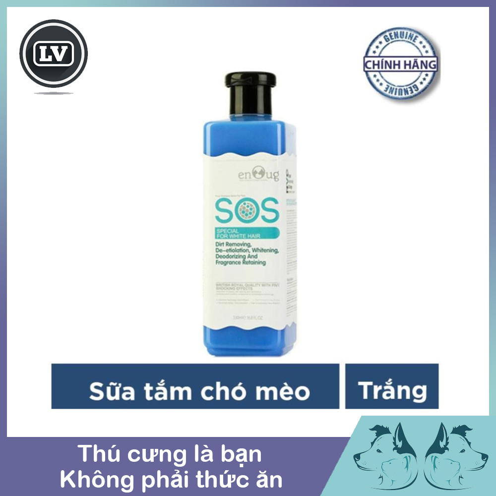 Sữa tắm cho chó lông trắng SOS xanh dương 530ml