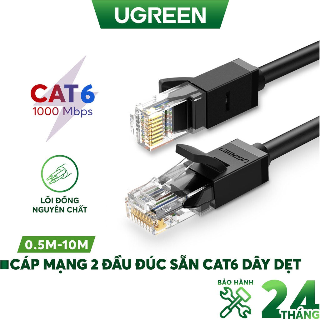 Cáp mạng đúc sẵn Cat6 dài 2m  Ugreen 50174 cao cấp