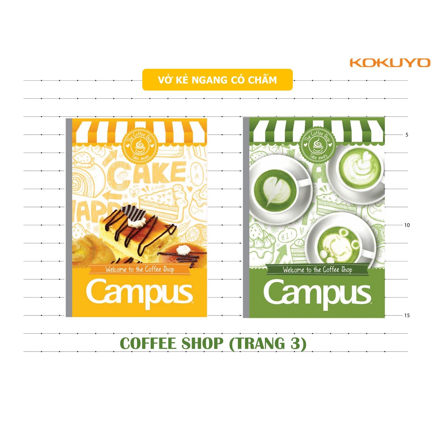 Lốc 5 Vở KN Có Chấm Campus Coffee Shop 200 trang