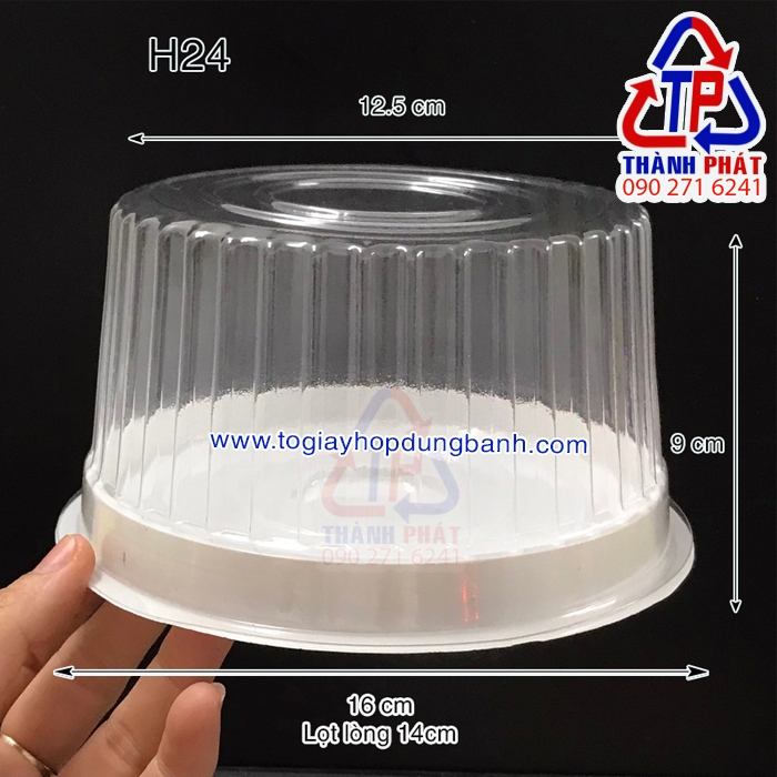[HCM] 50c Hộp đựng bánh bông lan trứng muối - Hộp nhựa H24 sọc - Hộp đựng bánh size 14cm