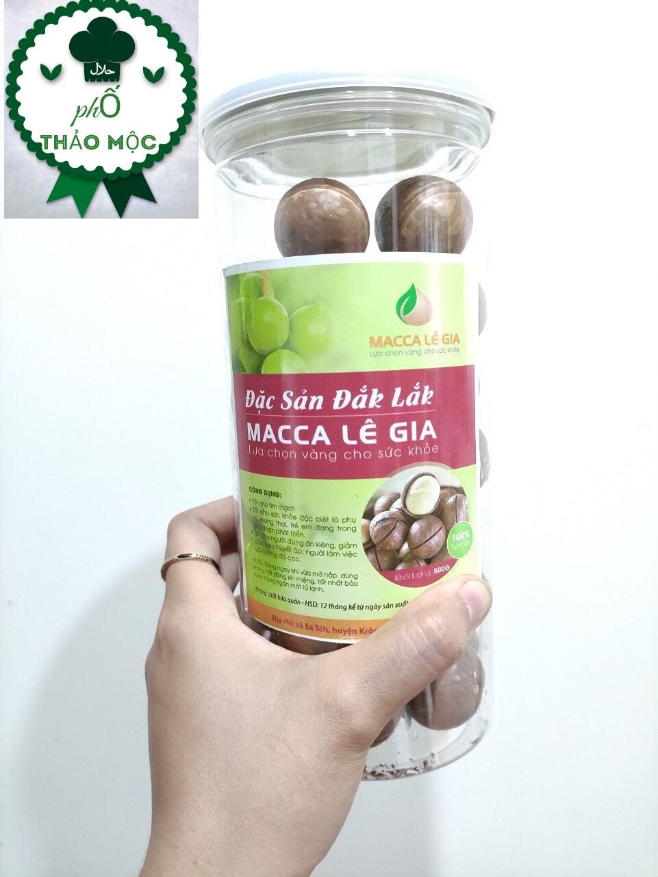 Hạt macca nứt vỏ loai 1 đặc sản đăk lăk hộp 500gr