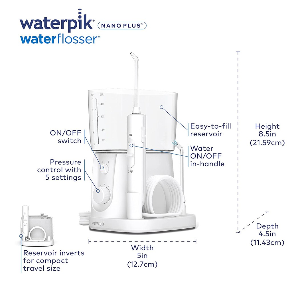 [Mỹ] Máy Tăm Nước Waterpik WP-320 Nano Plus Water Flosser [Tặng kèm đổi nguồn 110V]