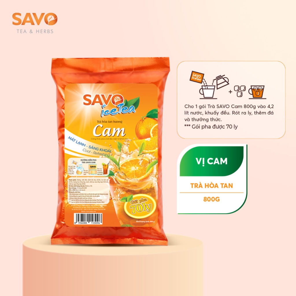 Trà Cam Hòa Tan SAVO (Orange Icetea) - Túi 800g
