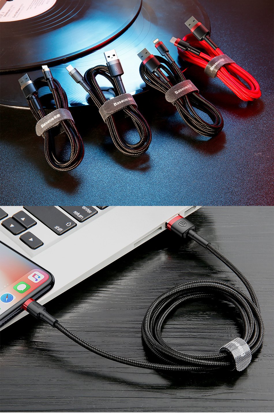 Cáp Sạc Nhanh Baseus Cafule TypeC/Ịphone/Micro Cable - Cáp Sạc Dây Dù IP, Androi 1m/2m