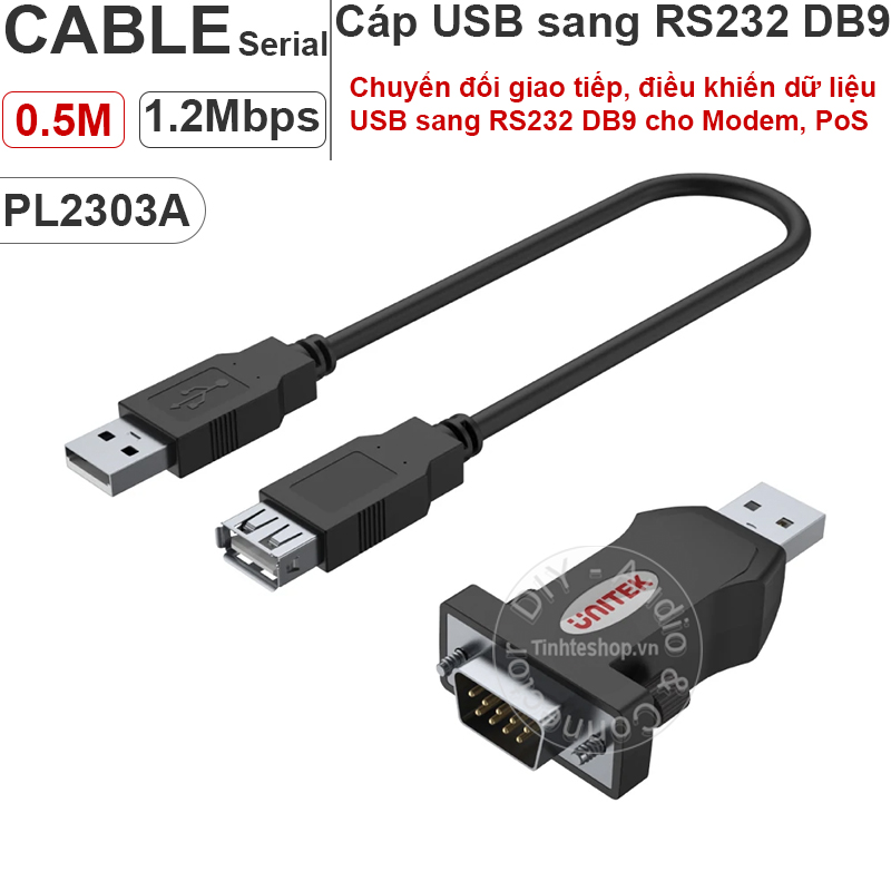 USB to Serial RS232/DB9 COM port 0.5M Unitek Y-109