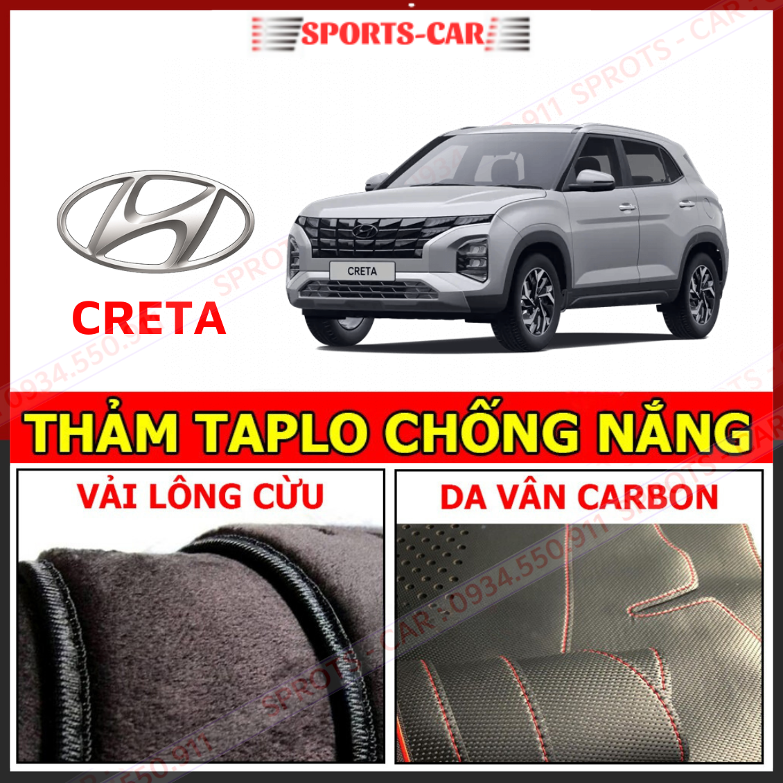 Thảm phủ taplo xe hyundai creta 2022-2023 cao cấp