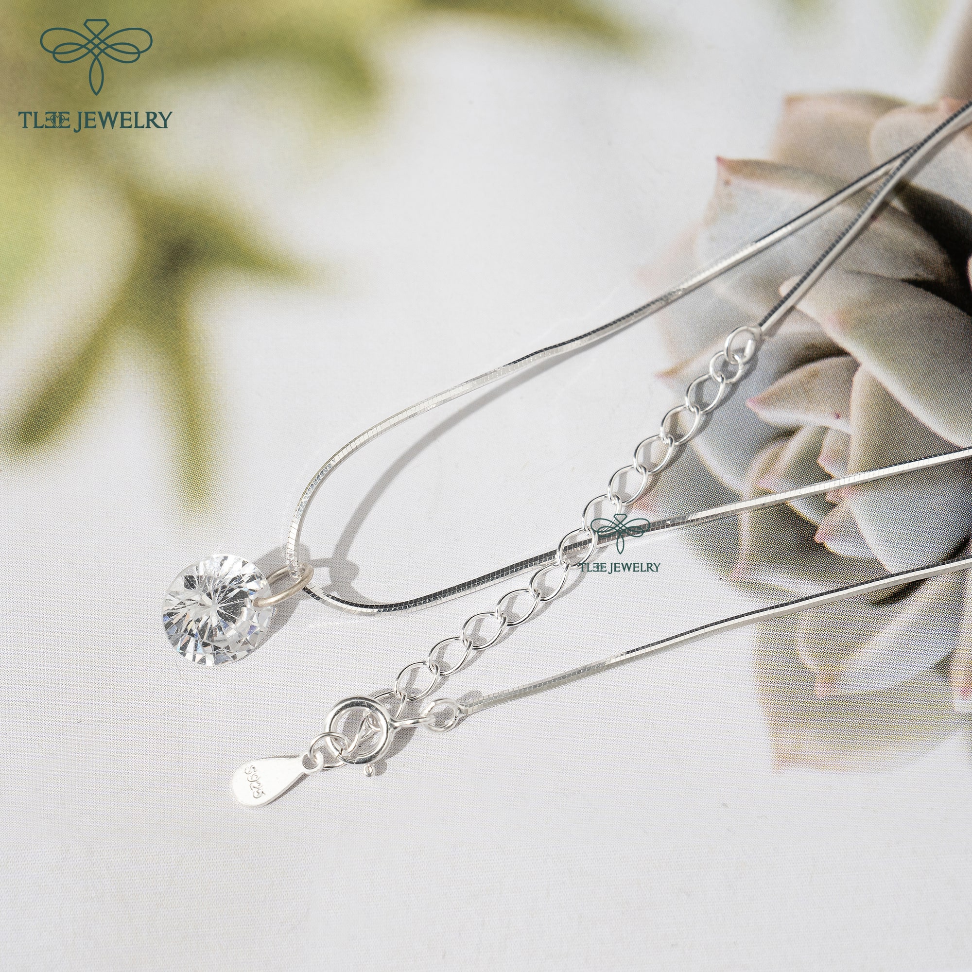 Dây chuyền bạc nữ TLEE mặt nụ đá sang trọng TleeJewelry D0133