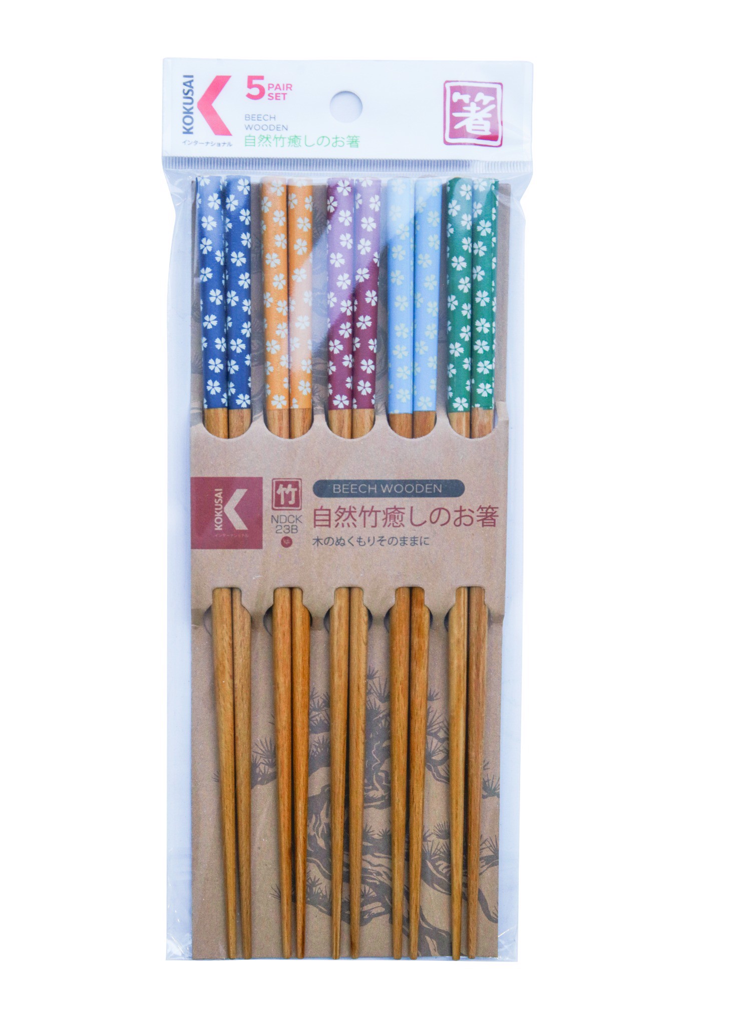 (CHÍNH HÃNG) Đũa Tre, Gỗ Nhật Bản Vỉ 5 Đôi Kokusai 20-25cm