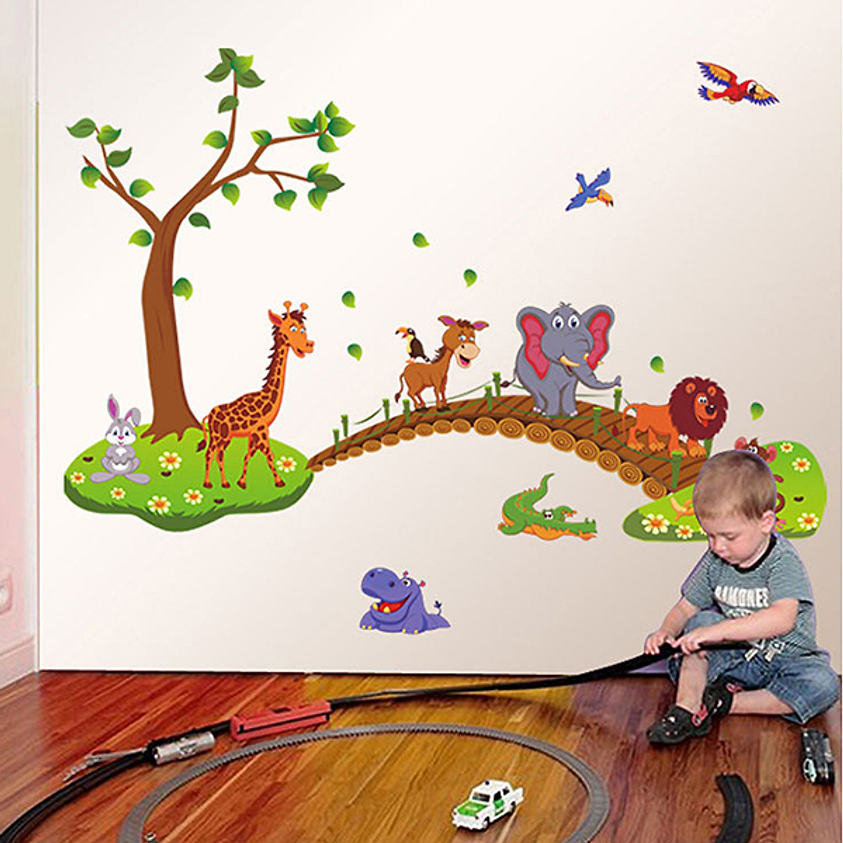 [HCM]Decal dán tường Bé đi sở thú WD16