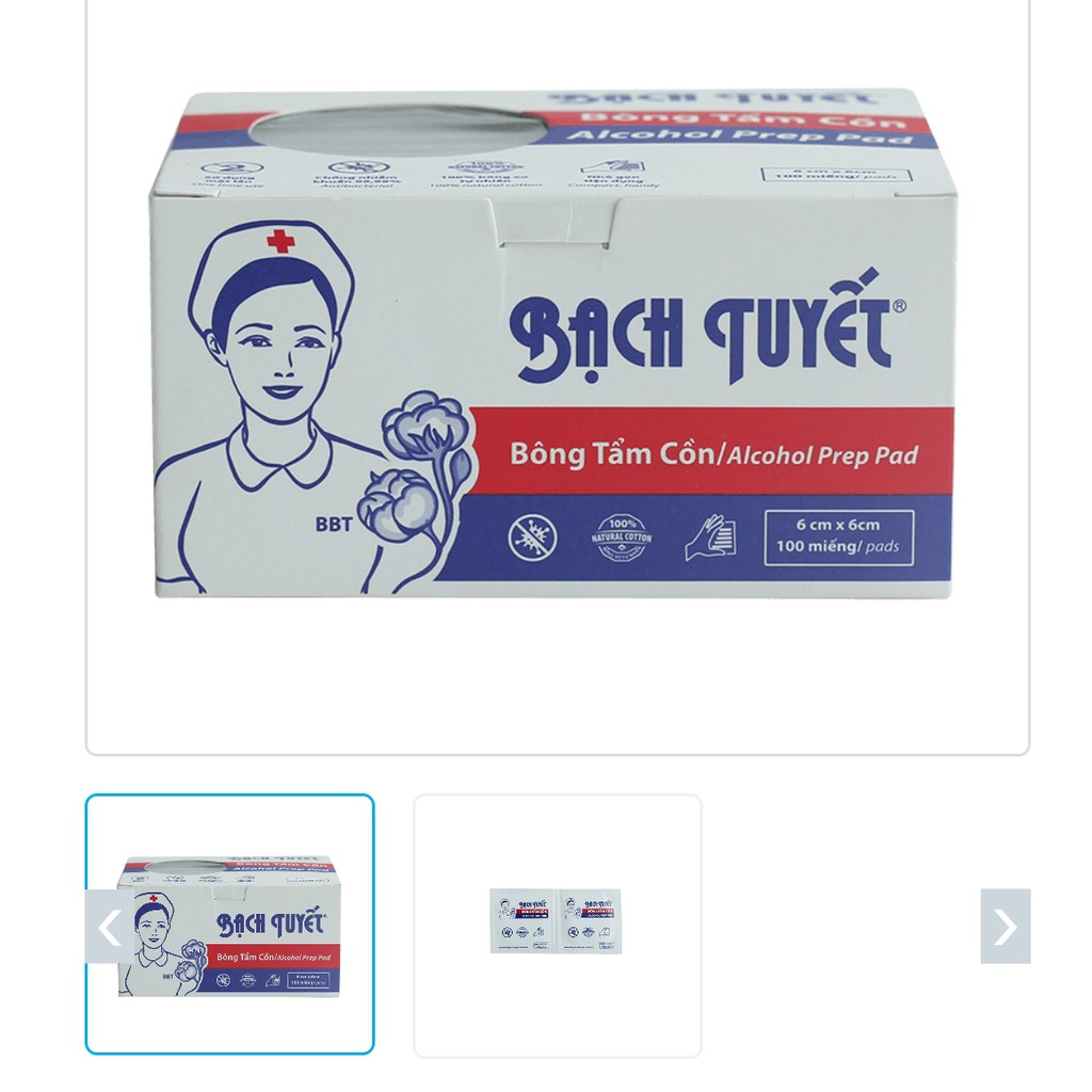 [HCM]Bông tẩm cồn ( Bông bạch tuyết) hộp 100 miếng