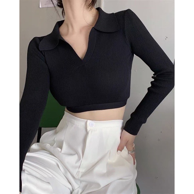 Áo Croptop Cổ bẻ Tay Dài A505499