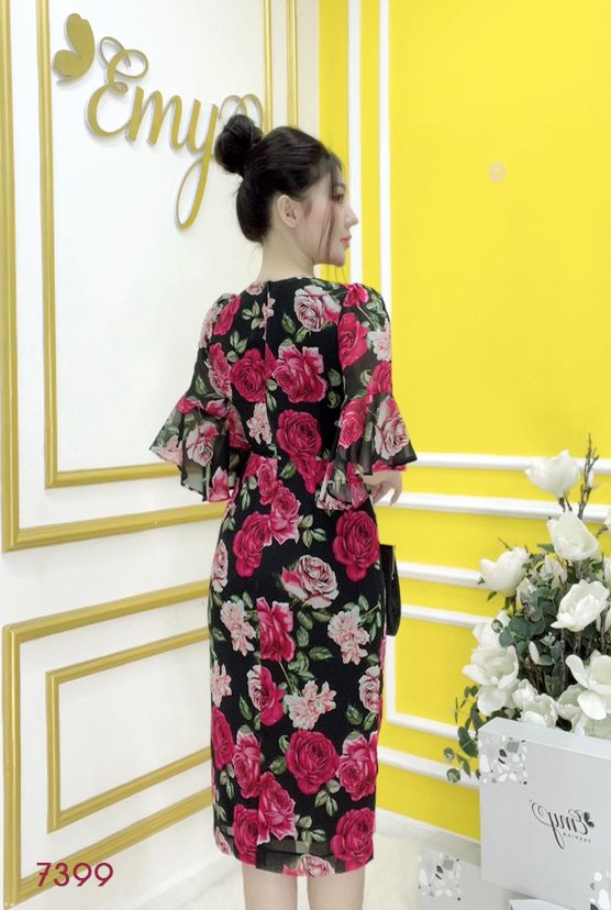 Đầm EMY EM7399 Body Hoa Tay Lỡ