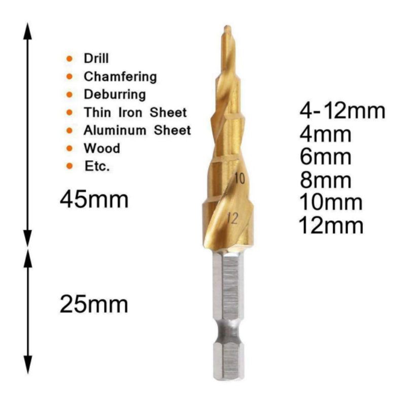 BỘ MŨI KHOAN THÁP ĐA NĂNG BƯỚC 4 - 32MM