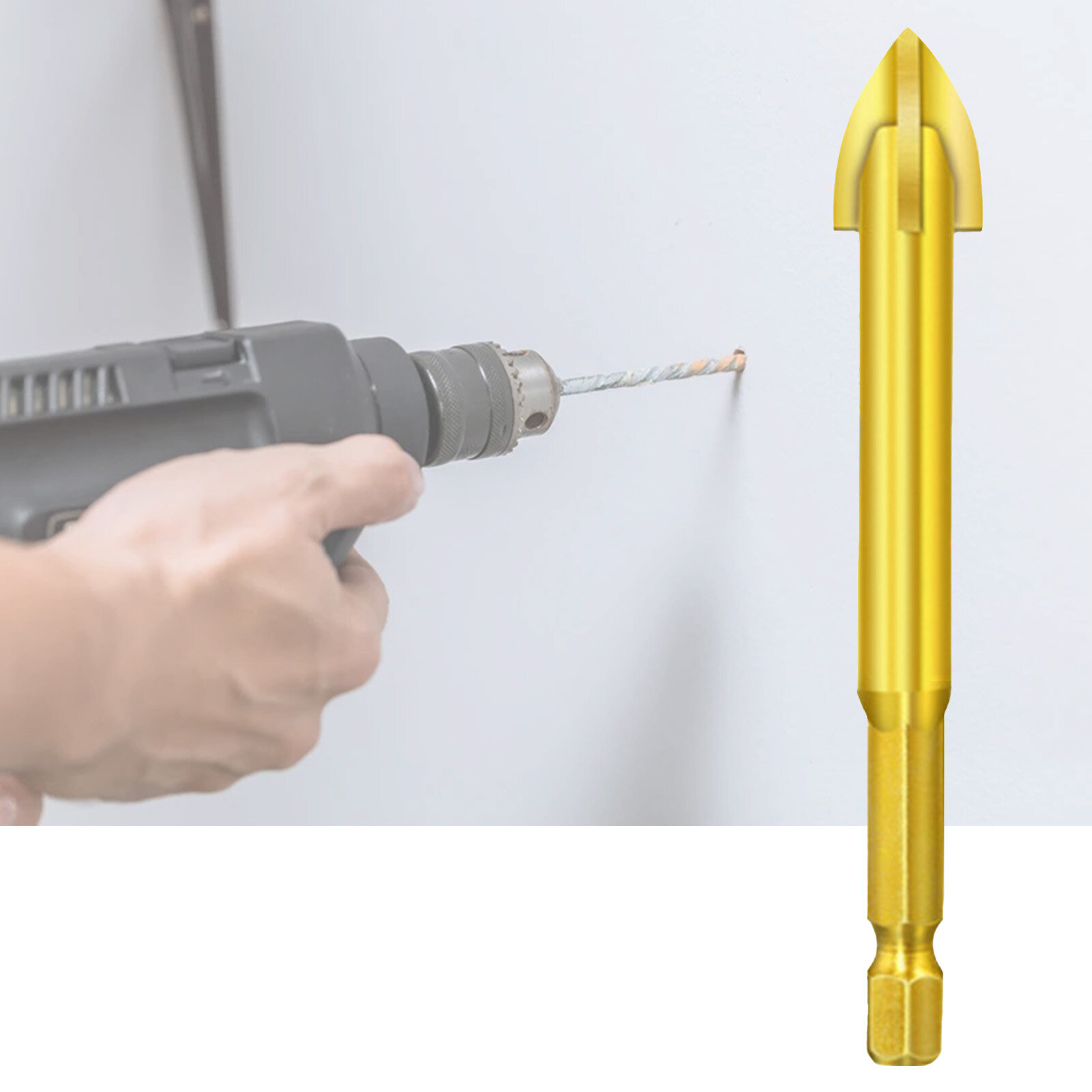 Farfi Practical Triangle Drill Bit Cross Head Long Service Life Universal Low Resistance Tip Drill Bit for Ceramic Tile