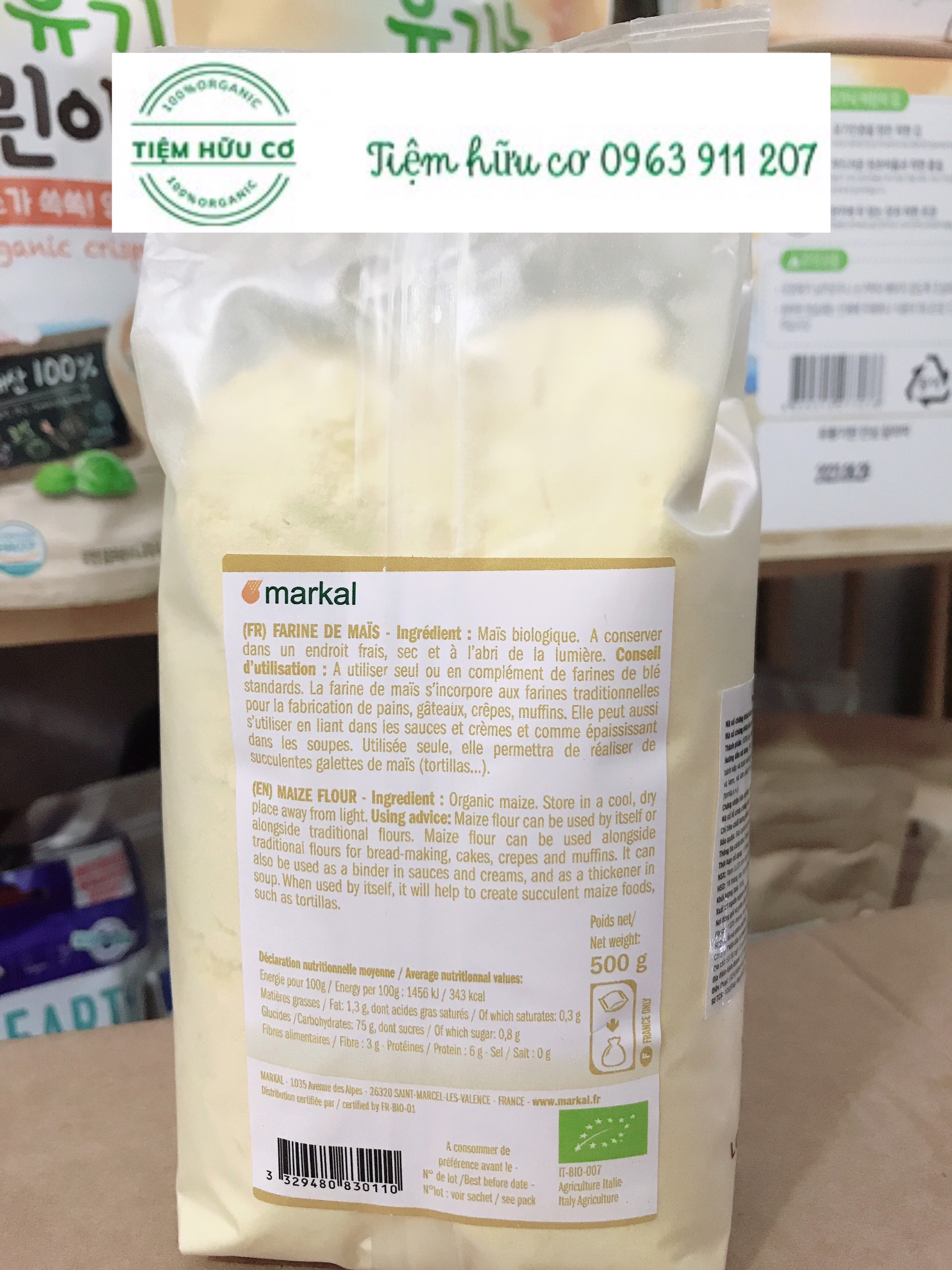 Bột bắp Hữu cơ hạt mịn Markal 500g/250g-Date:4/2023