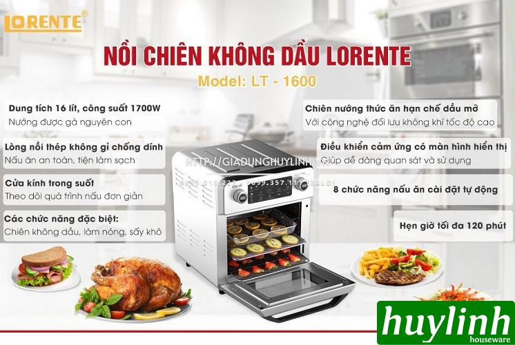 Nồi chiên không dầu điện tử Lorente LT-1600 - 16 lít