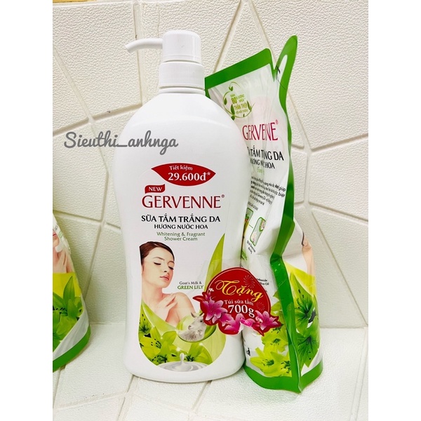 Sữa Tắm Trắng Da Gervenne 1,2 Lít ( Tặng Túi 700g)