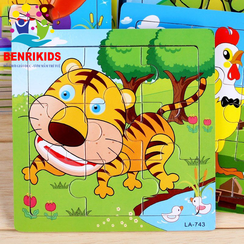 Wooden 9 PCs puzzle toys full color 2D series puzzle kits for kids to develop comprehensive thinking creative