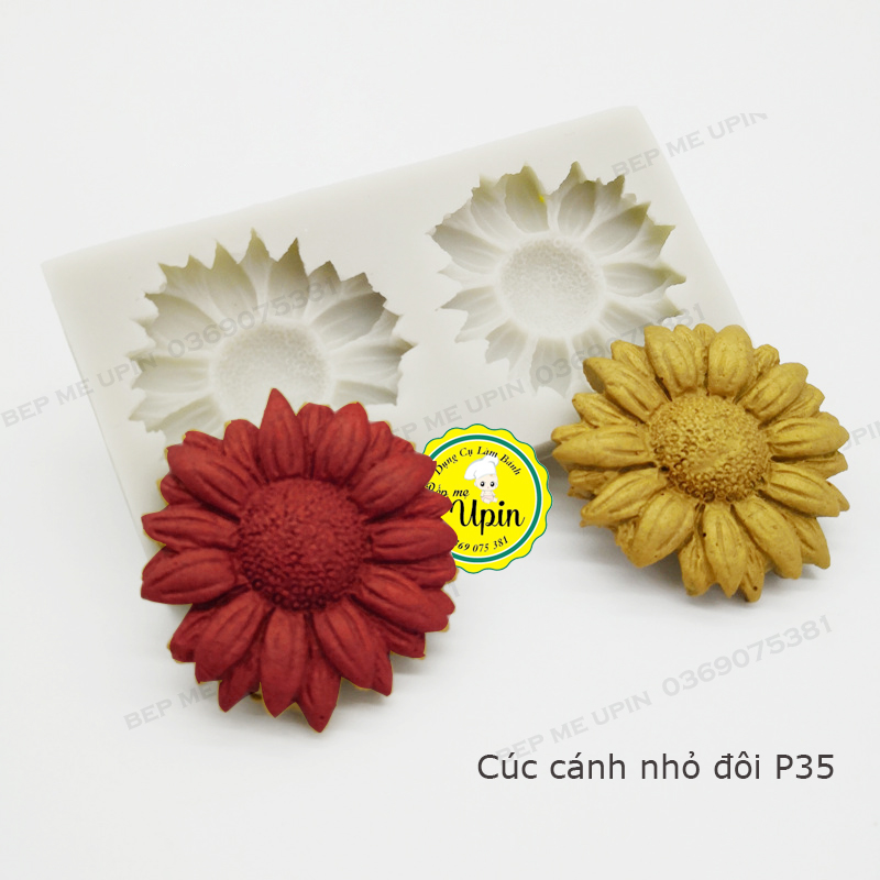khuôn silicone hoa cúc cánh nhỏ đôi