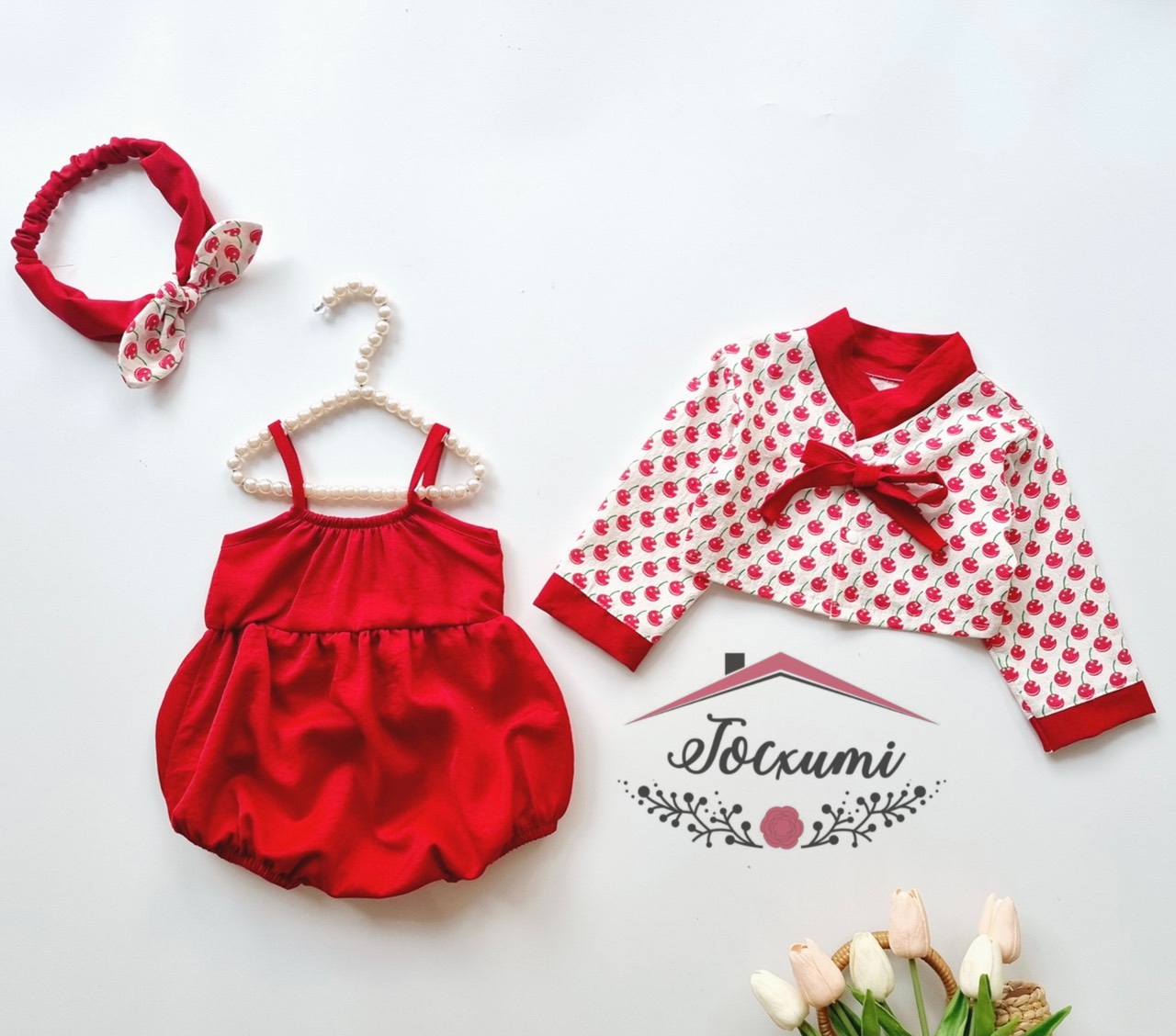 [MUA 1 ĐƯỢC 3] BỘ LIỀN THÂN HANBOK HÀN CHERRY ĐỎ XINH IU [GIỚI HẠN] - Tocxumi