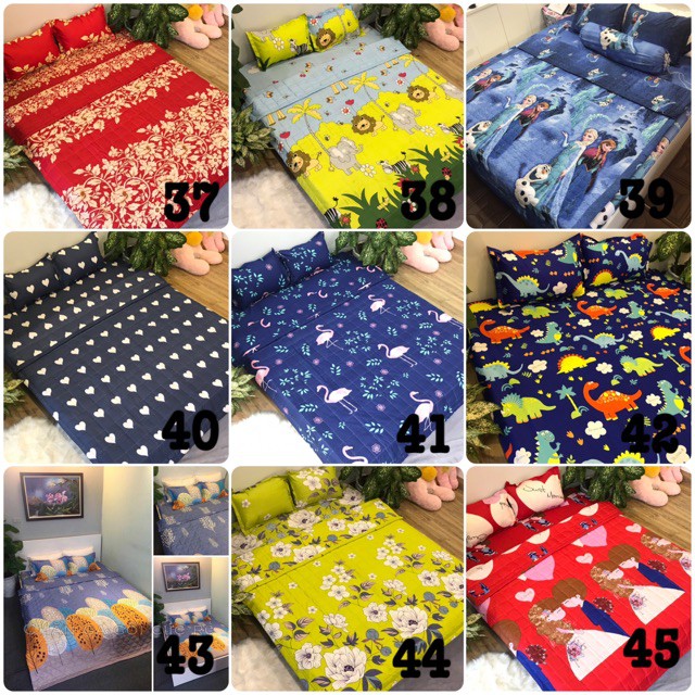 [HCM]Bộ ga gối Drap 1m2 Cotton Poly Vikona mã 04