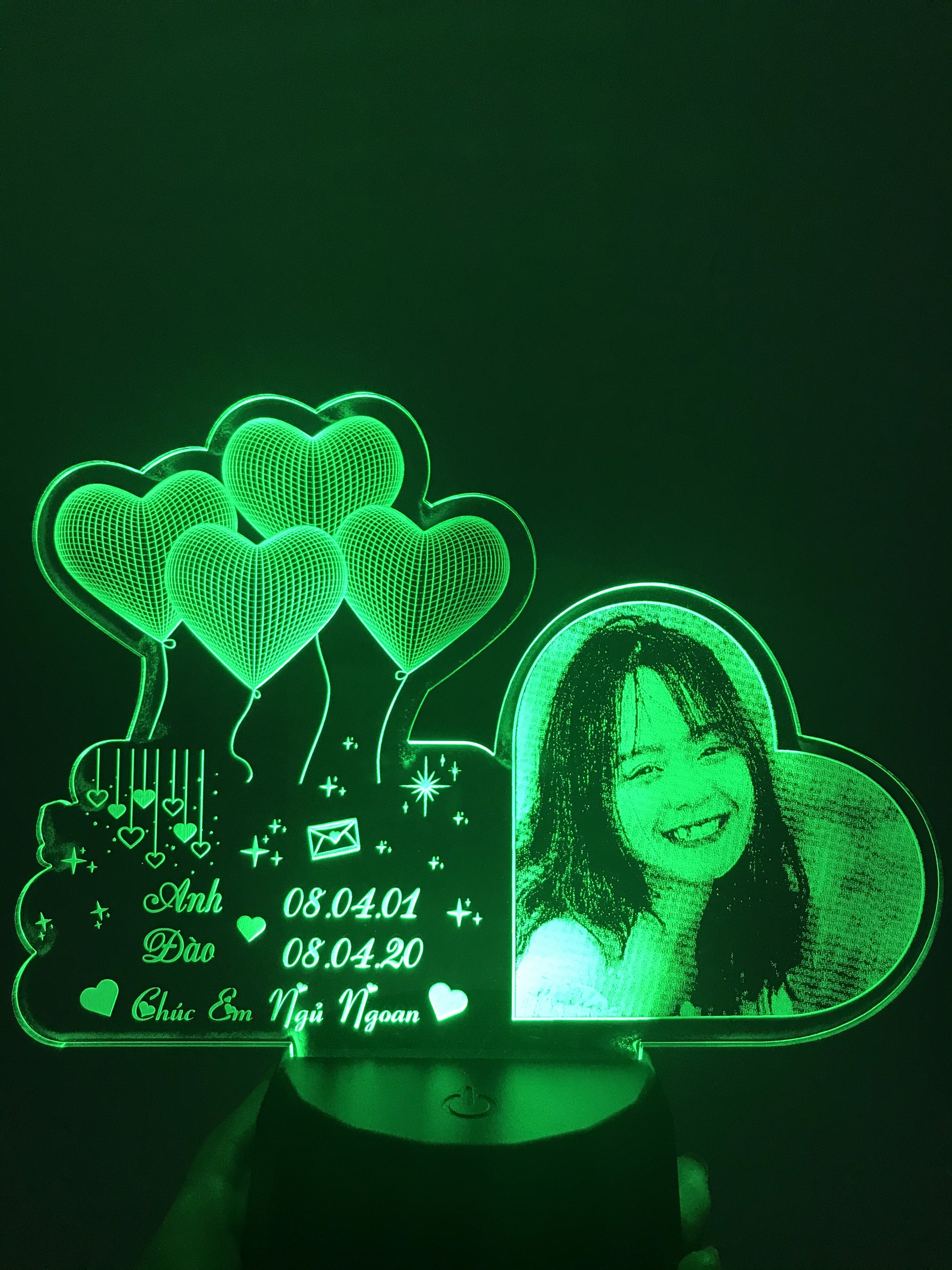 Đèn led khắc hình cá nhân, Đèn led khắc hình theo yêu cầu, Đèn ngủ, quà tặng tình yêu, quà tặng người thân, quà tặng sinh nhật
