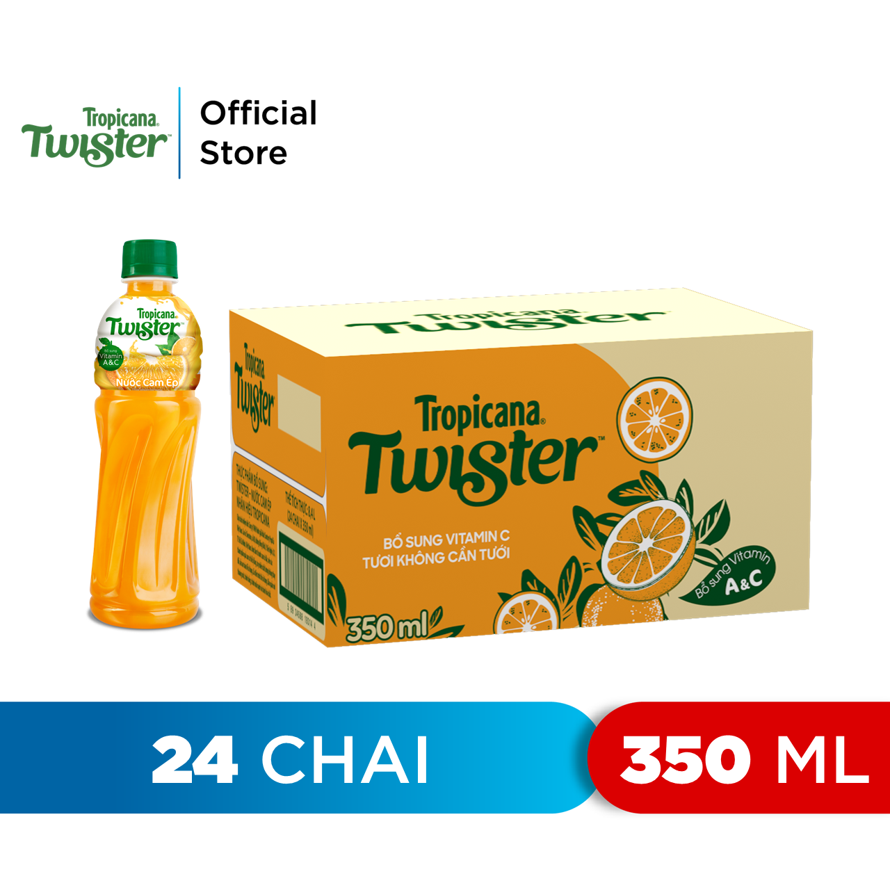 Thùng 24 Chai Nước Trái Cây Twister Cam (320ml /chai)