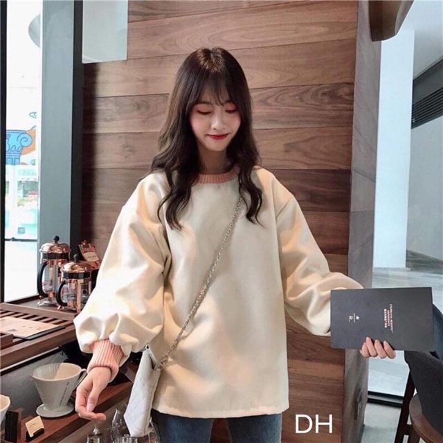 Áo nỉ trơn bo tay bo cổ lé DHO1019