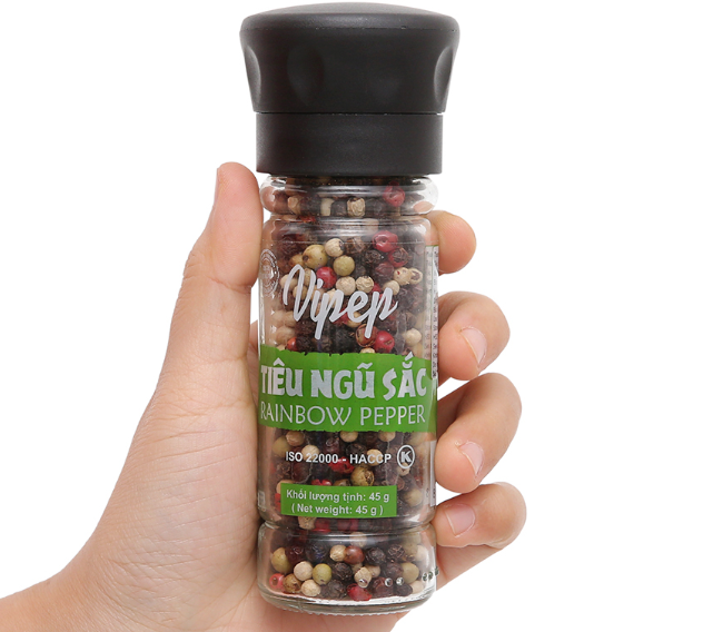 [Hũ 45g] Tiêu ngũ sắc Vipep có cối xay