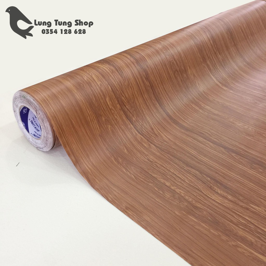 Decal vân gỗ nâu đậm có sẵn keo