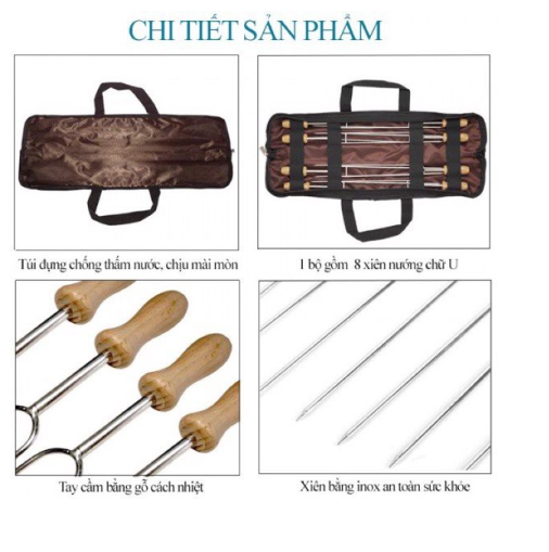 Xiên nướng BBQ Campingmoon MK-8 (Bộ 08 cái)